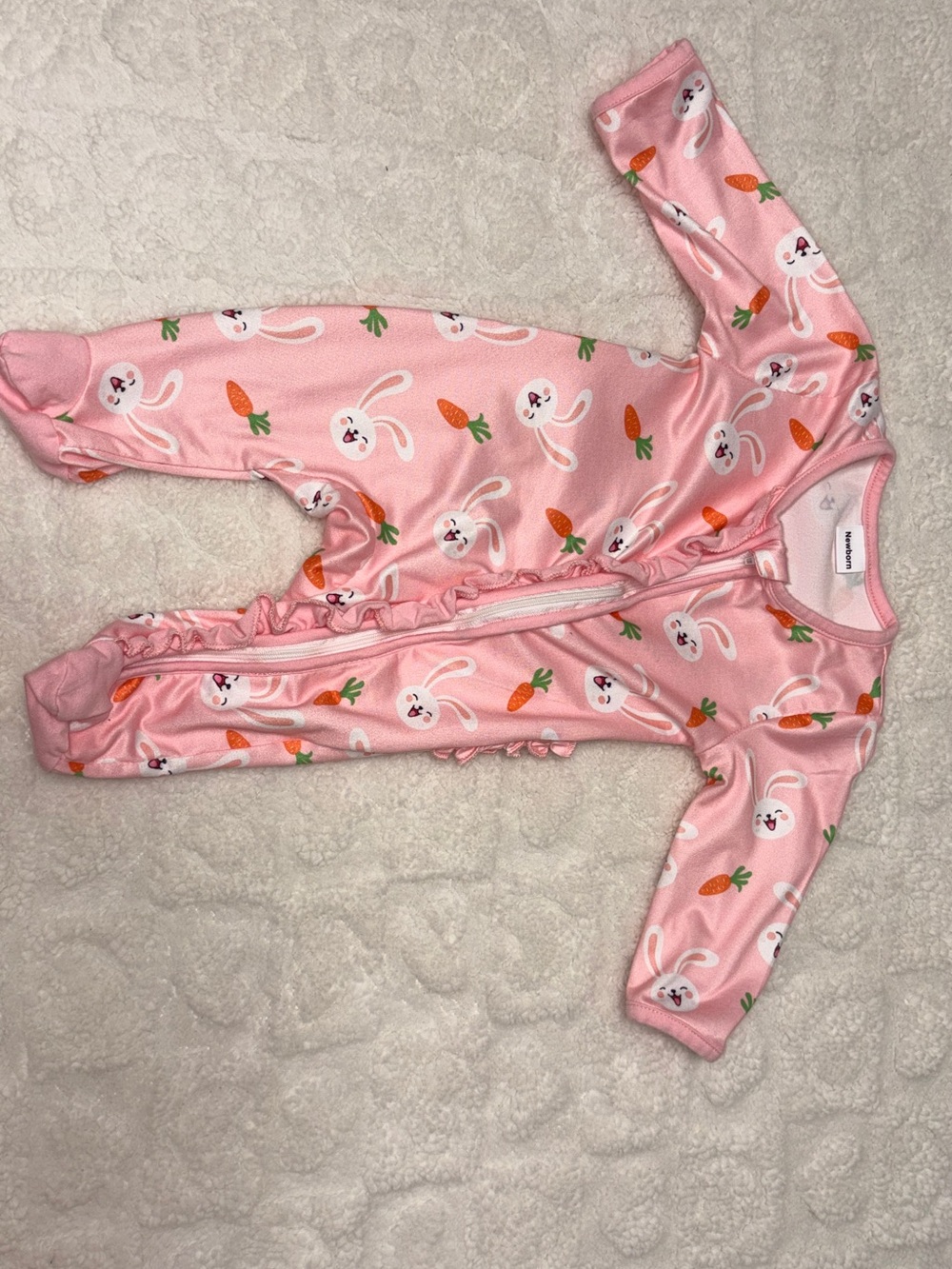 Pink Bunny & Carrot Baby One-Piece Pajamas